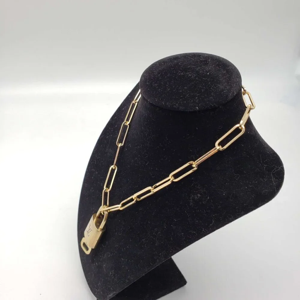 Authentic Louis Vuitton Lock and Key Gold Color with Gold Plated Chain Necklace